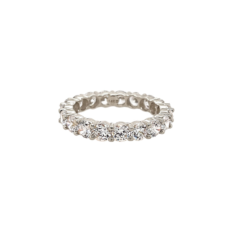 Round Stone Eternity Ring with 14K Gold Band 14K White Gold Cubic Zirconia Stones: 0.15" Diameter