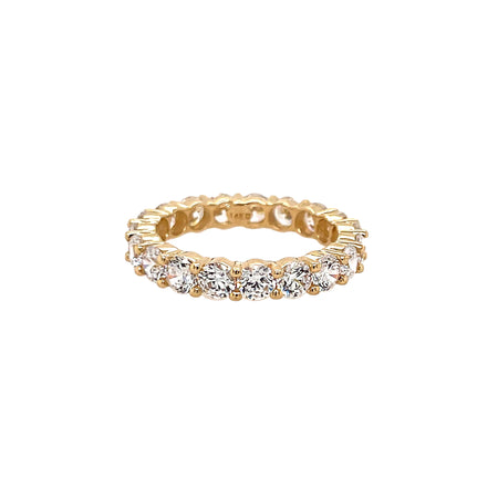 Round Stone Eternity Ring with 14K Gold Band  14K Yellow Gold Cubic Zirconia Stones: 0.15" Diameter view 1