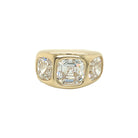 Three Cushion CZ Stone Gypsy Ring  14K Yellow Gold 0.5" Width X 0.3" Height