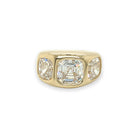 Three Cushion CZ Stone Gypsy Ring  • 14K Yellow Gold • .5" W X .3" H