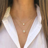 Layered Double Solitaire Necklace  Yellow Gold Plated 16-20" Length Faux Bezel Diamond