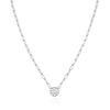 Solitaire Bezel on Paperclip Chain Necklace  14K Yellow or White Gold Plated Cubic Zirconia 15.5-21" Length Stone: 0.31" Diameter