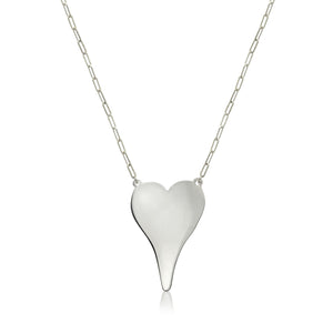 Heart Necklace • 14k white gold  • Heart: 1" Length X 0.75" Width  • 18" long adjustable - No Engraving