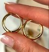 Small & Chunky Gold Hoop Earrings  Yellow Gold Plated 0.80" Diameter  0.26" Width Pierced