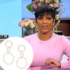 Yellow Gold and White Triple Circle Hoop Pierced Earrings  Yellow Gold Plated 3.39" Long X 1.97" Wide As worn by Tamron Hall