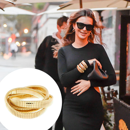 Gold Plated Over Silver Width of Each Strand is 12mm/0.5 inches 18K Gold version also available As worn by Emily Ratajkowski
