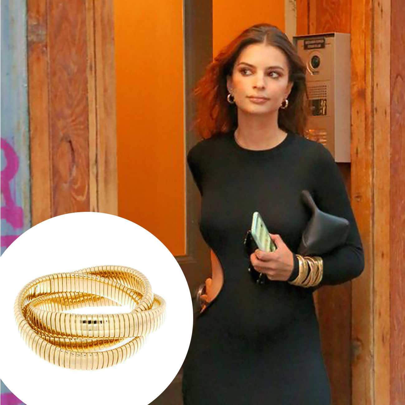 Gold Plated Over Silver Width of Each Strand is 12mm/0.5 inches 18K Gold version also available As worn by Emily Ratajkowski