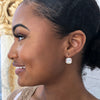 Asscher Cut Faux Diamond Pierced Drop Earrings  14K Yellow Gold & Antique Silver 0.50" Diameter