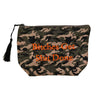 Camo Canvas Pouch With Tassel & Quote  Says: "Bitches Get Shit Done" Black Zipper 10" Width X 7" Height