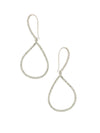 ﻿Pave Faux Diamond Small Teardrop Pierced Earrings • White Gold Plated • 1.5" Long 
