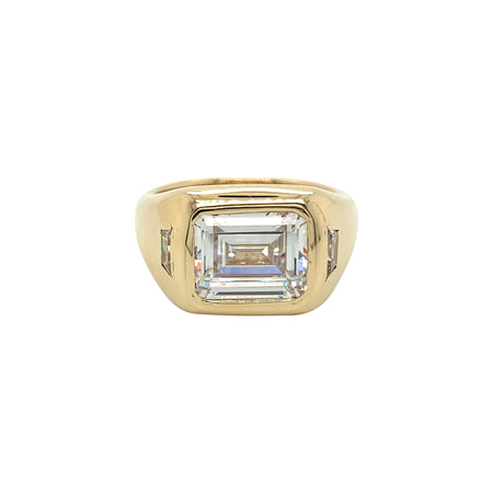 Emerald Cut CZ Stone Ring  14K Yellow Gold view 1