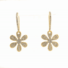 GIF of yellow gold pave daisy drop earrings sparkling