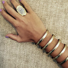 Five Bangle Cuff Bracelet  Matte Yellow Gold Plated 3.19" Long 2.50" Inner Diameter Slightly Adjustable