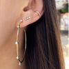 Crystal Stud Multi Bezel Hoop Pierced Earrings  Yellow Gold Plated 2" Diameter Five 0.1" Bezel Stone Settings