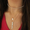 Woman wearing White Faux Diamonds Flexible Choker Necklace   • Yellow Gold Plated