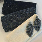 Black Beaded Fold Over Clutch  8.75" Width X 4.5" Height