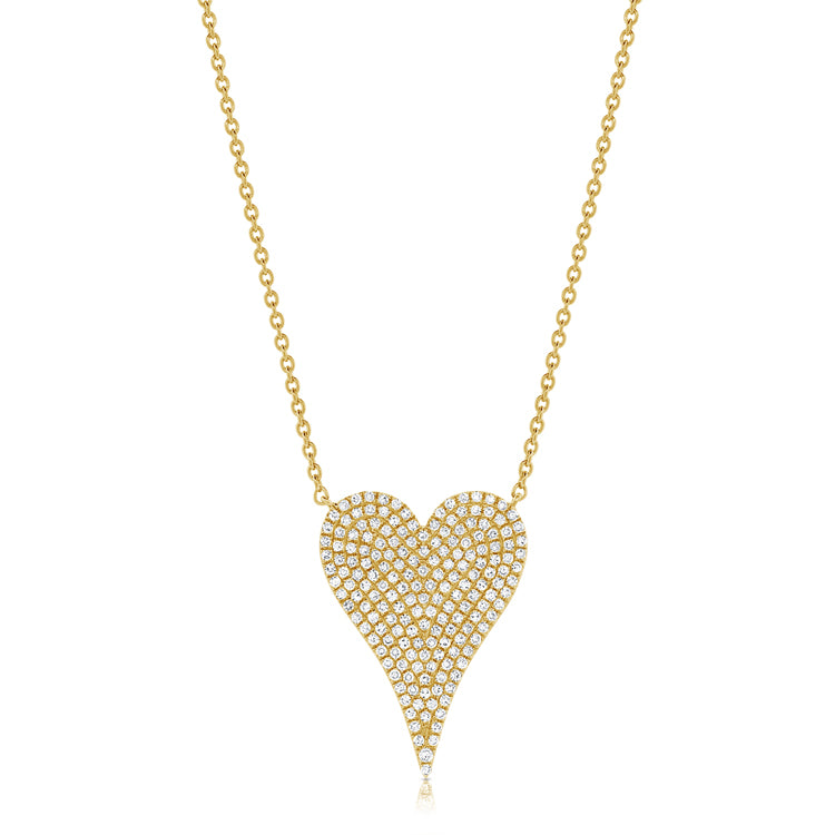 Large Diamond Heart Chain Necklace  14K yellow gold 0.49 Diamond Carat Weight 0.80" Long X 0.58" Wide 15.5-17.5" Adjustable Length