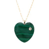Oversized Malachite & Diamond Heart Necklace  0.5 Diamond Carat Weight Pendant: 1.57" Length X 1.57 Inches Width 18.0" Chain Length 