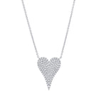 Medium Sized Diamond Heart Necklace  14K White Gold 0.26 White Diamond Carat Weight 15.5"- 17.5" Length Heart: 0.60" Length X 0.44" Width