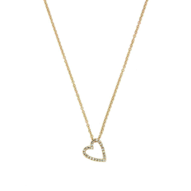 Diamond Open Heart Chain Necklace  14K Yellow Gold 0.06 Diamond Carat Weight Chain: 16-18" Long Heart: 0.35" Long X 0.30" Wide 