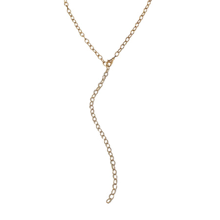 Textured Chain Lariat Necklace for Charms Yellow Gold Filled 27" Long