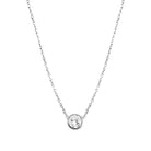 Small Faux Diamond Solitaire Necklace  14K White Gold 0.50 Faux Diamond Carat Weight Chain: 16" Long