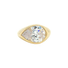 Pear Shape CZ East-West Orientation Ring   14K Yellow Gold