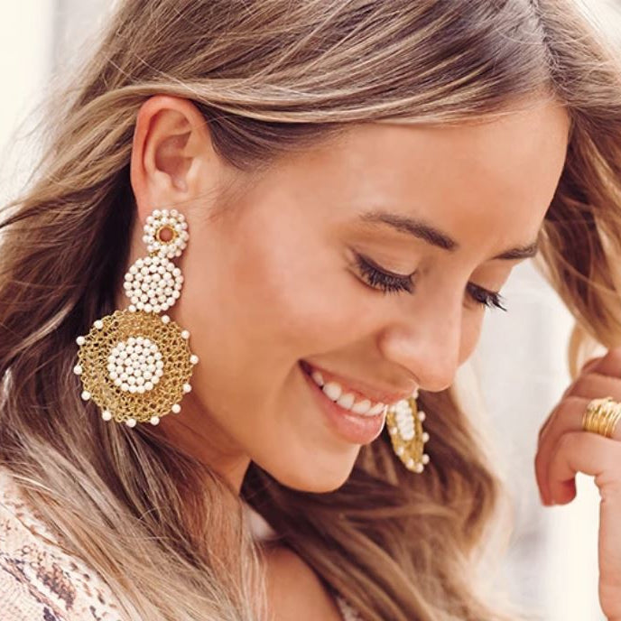 Mesh Pearl Earrings View 2