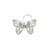 Pave Cubic Zirconia Butterfly Movable Ring  White Gold Plated 2" Wide Wings Flap