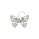 Pave Cubic Zirconia Butterfly Movable Ring  White Gold Plated 2" Wide Wings Flap