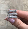 Pave Diamond Nail Head Ring  18K White Gold 3.25 Diamond Carat Weight 0.85" Width