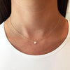 Small Faux Diamond Solitaire Necklace  14K Yellow Gold 16-18" Long 0.5 Faux Diamond Carat Weight