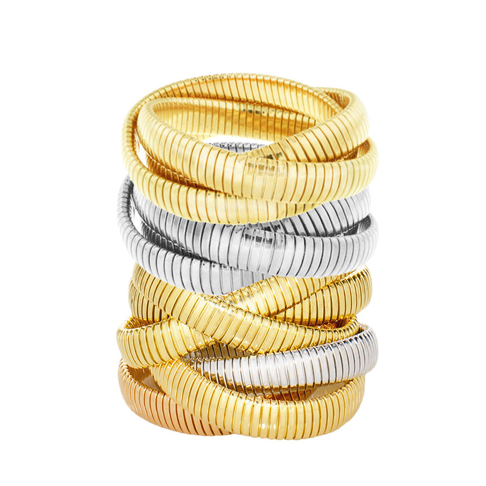 18K Yellow Gold Width of each strand is 12mm/0.5 inches Additional color available; see Related Products Faux version available