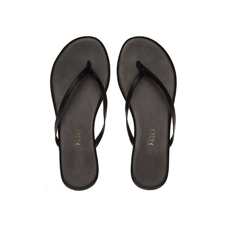 Matte Black Flip Flop Shoes   • Leather Upper & Soles • Rubber Outsole view 1