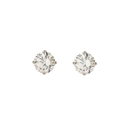 Faux Diamond Stud Pierced Earrings  These earrings are available in different carat options and come in 14K yellow or white gold, providing you with a range of options to choose from. These stud earrings are perfect for everyday wear or special occasions, making them a versatile and great addition to your jewelry collection.   14K Yellow Gold & White Gold Options Four-prong Martini Setting Carat Weight references single stud view 1
