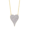 Pave CZ Heart Necklace  Yellow Gold Plated Chain The front of the heart is white gold plated Heart: 1.0" Length X 0.7" Wide Chain: 16-18" Length