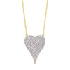 Pave CZ Heart Necklace  Yellow Gold Plated Chain The front of the heart is white gold plated Heart is 1.00" L x 0.70" W Chain Length is adjustable