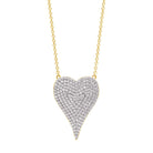 Pave CZ Heart Necklace  Yellow Gold Plated Chain The front of the heart is white gold plated Heart is 1.00" L x 0.70" W Chain Length is adjustable